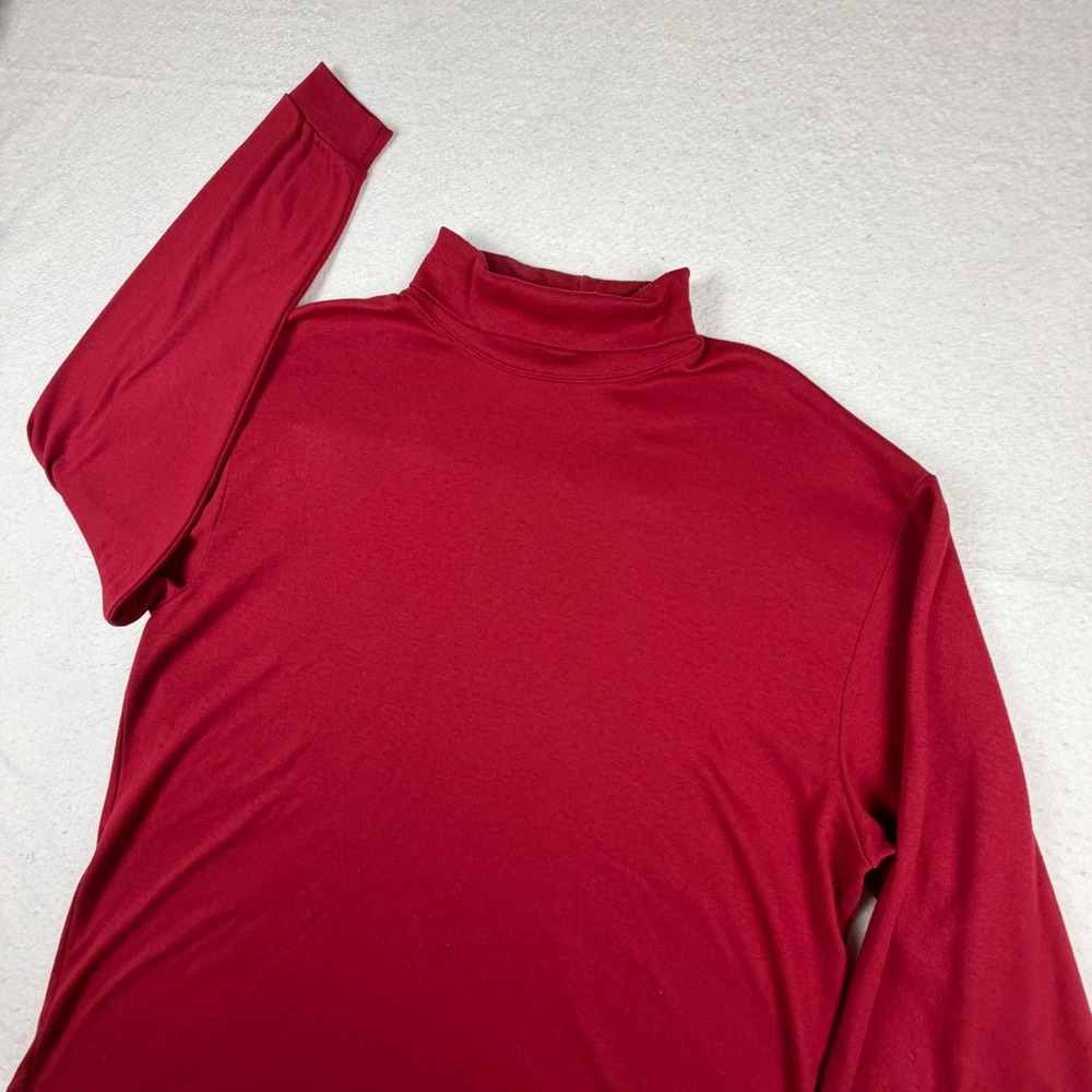 LL‎ Bean Mens Turtleneck Shirt Red Long Sleeve Cotton Blend Large Regular 01741